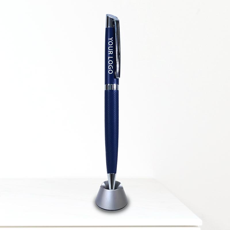 Glossy Navy Blue Silver Metallic Pen